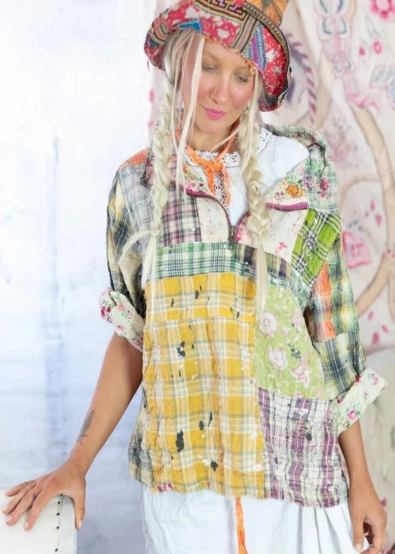 Magnolia Pearl Patchwork Asher Top 1512 Madras Rainbow
