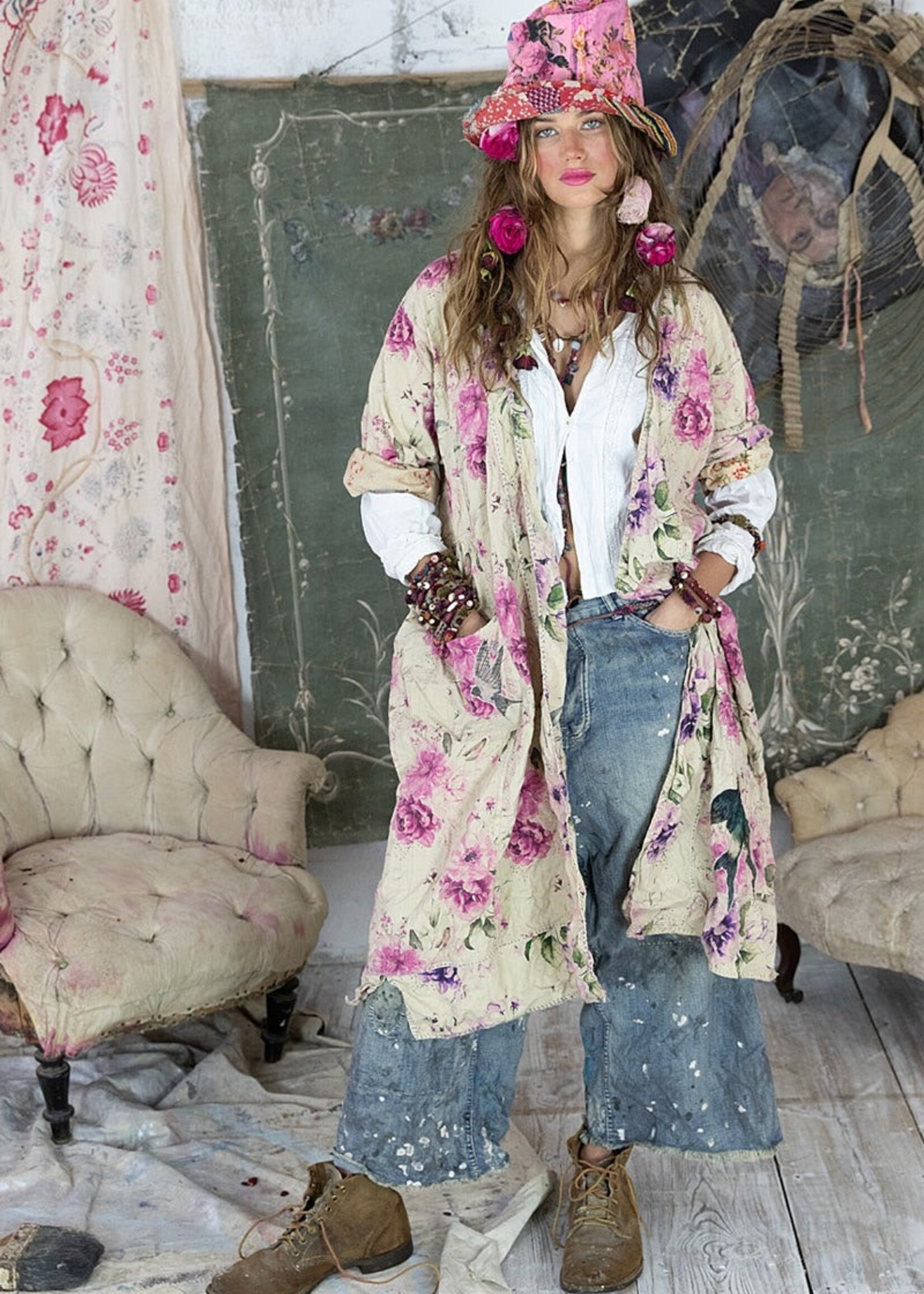 Magnolia Pearl Floral Ettiene Kimono Jacket 901 Phlox Moon