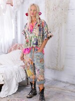 Magnolia Pearl Dear Liza Eyelet Blouse Madras Green  Top 1521