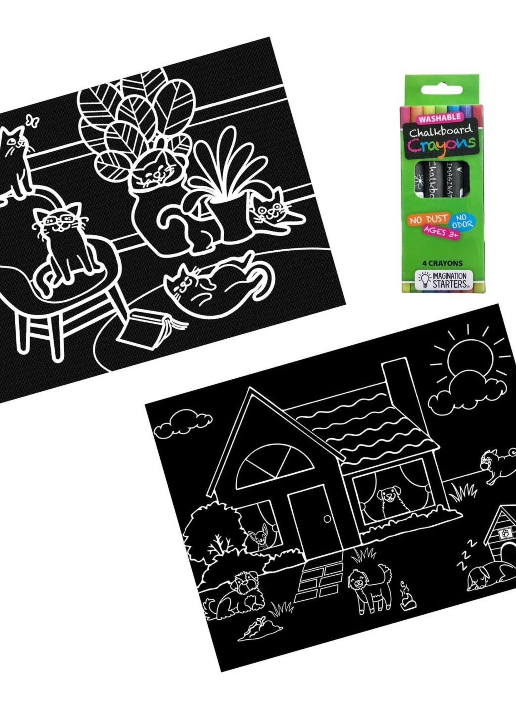 Imagination Starters Chalkboard Cat/Dog Travel Placemat Set of 2 9x12