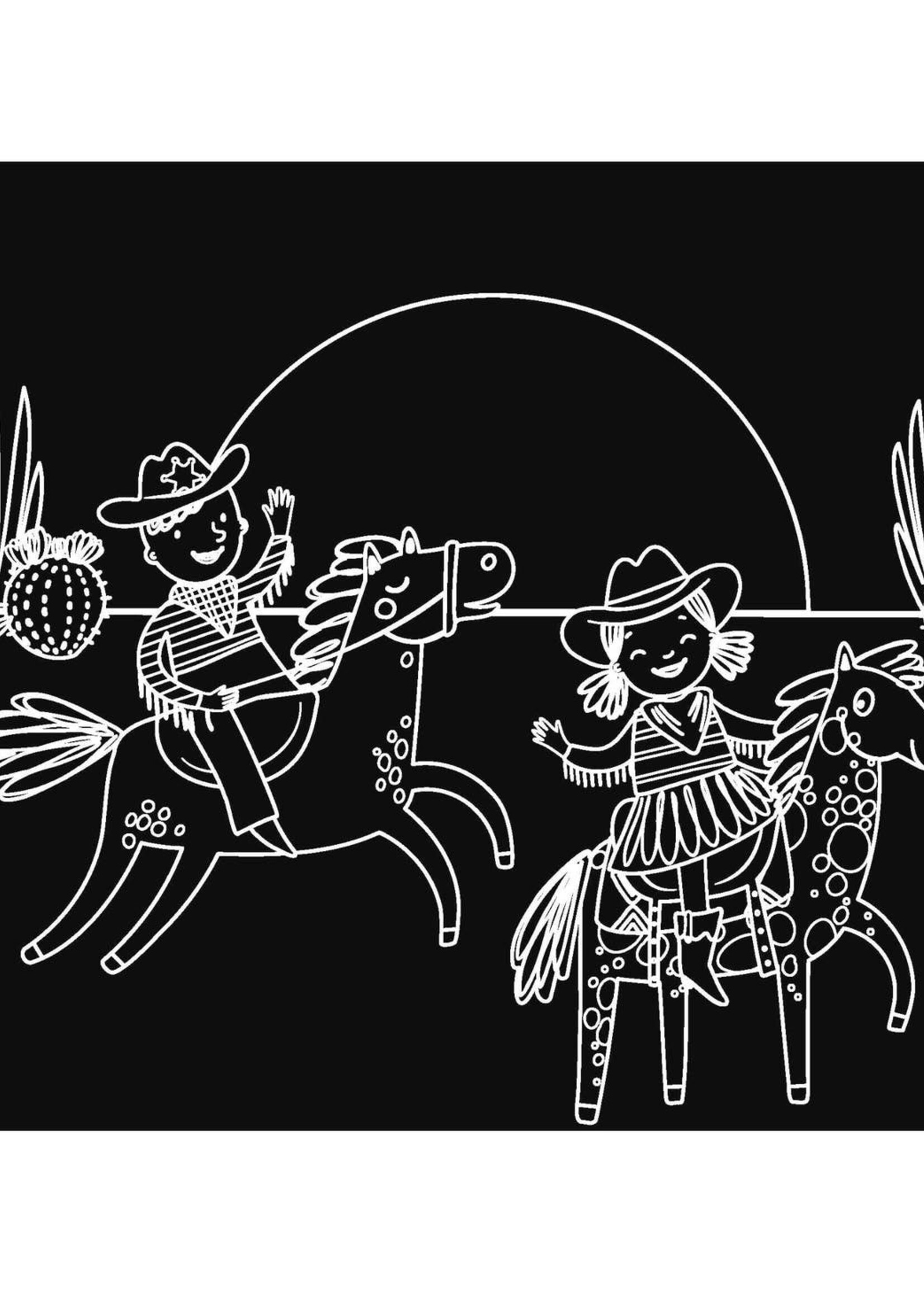 Imagination Starters Chalkboard Cowboy Cowgirl Travel Placemat Set of 2 9x12