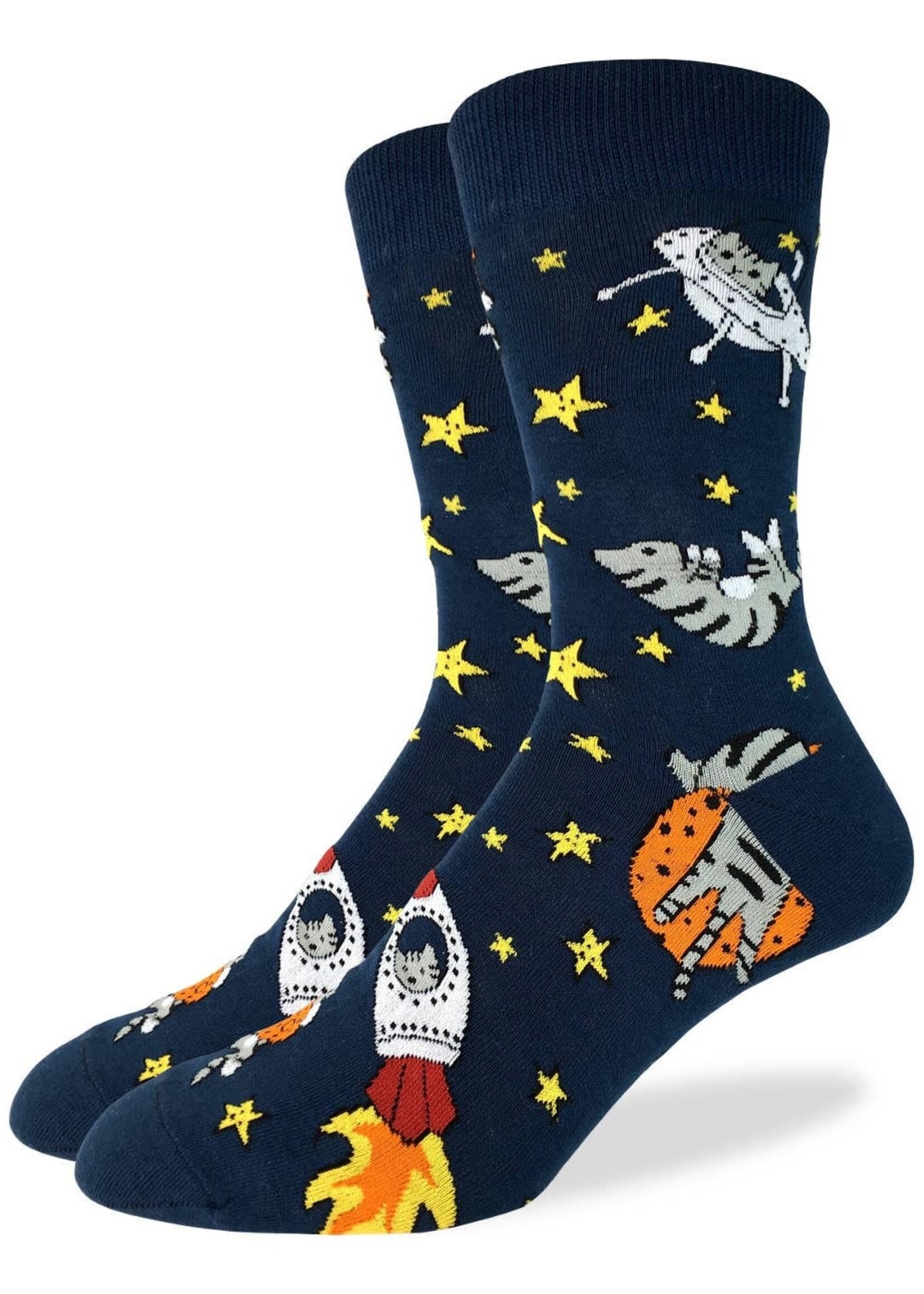 Good Luck Sock Men's Space Cat Socks
