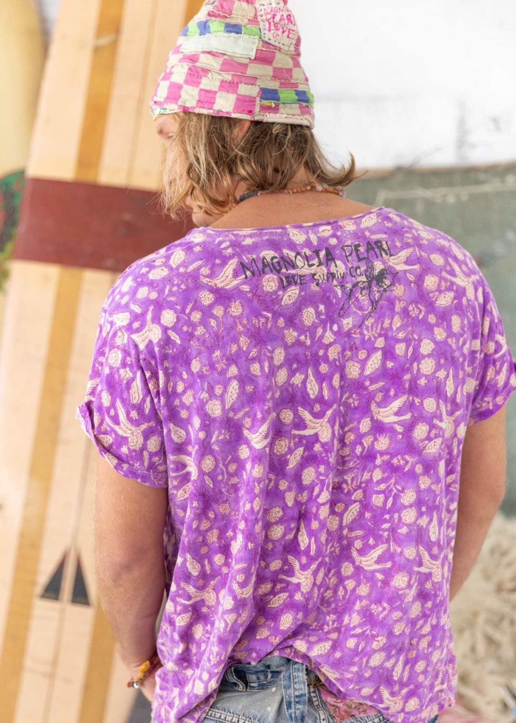 Magnolia Pearl Art of Love Blockprint Tee Top 1734 Freedom