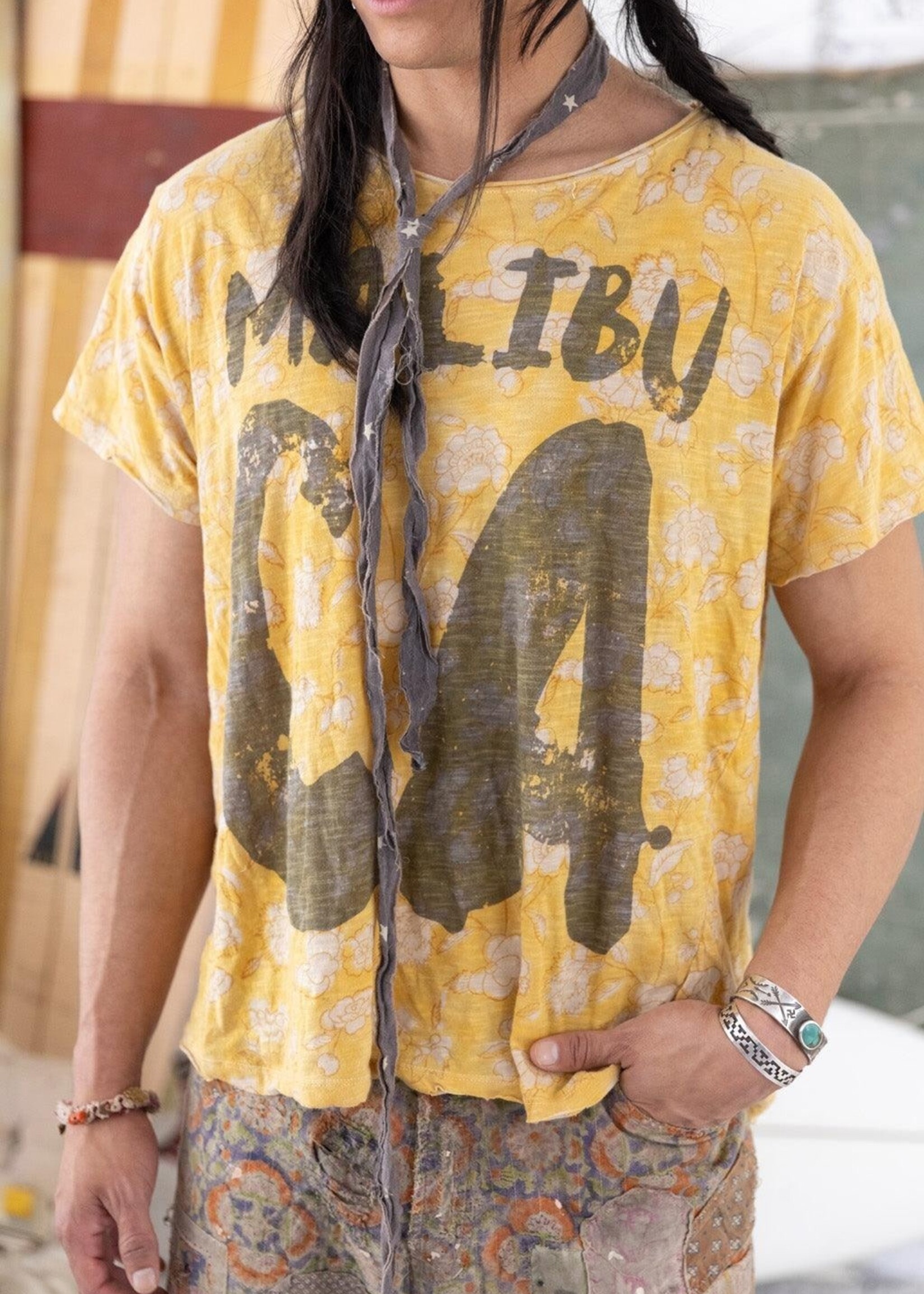 Magnolia Pearl Blockprint Malibu CA Tee Top 1761 Encelia