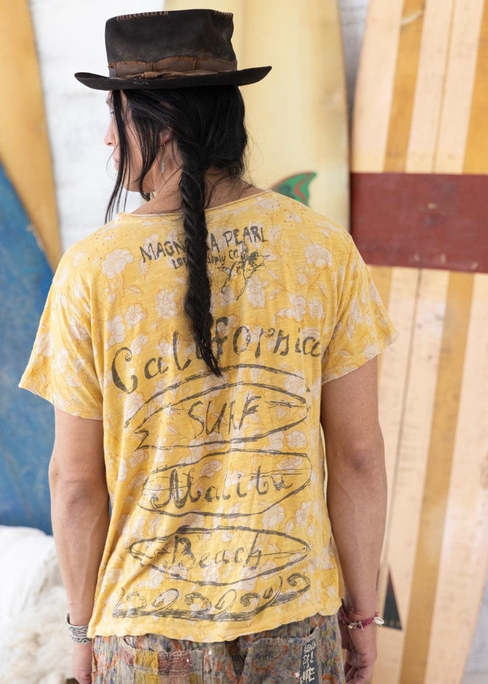 Magnolia Pearl Blockprint Malibu CA Tee Top 1761 Encelia