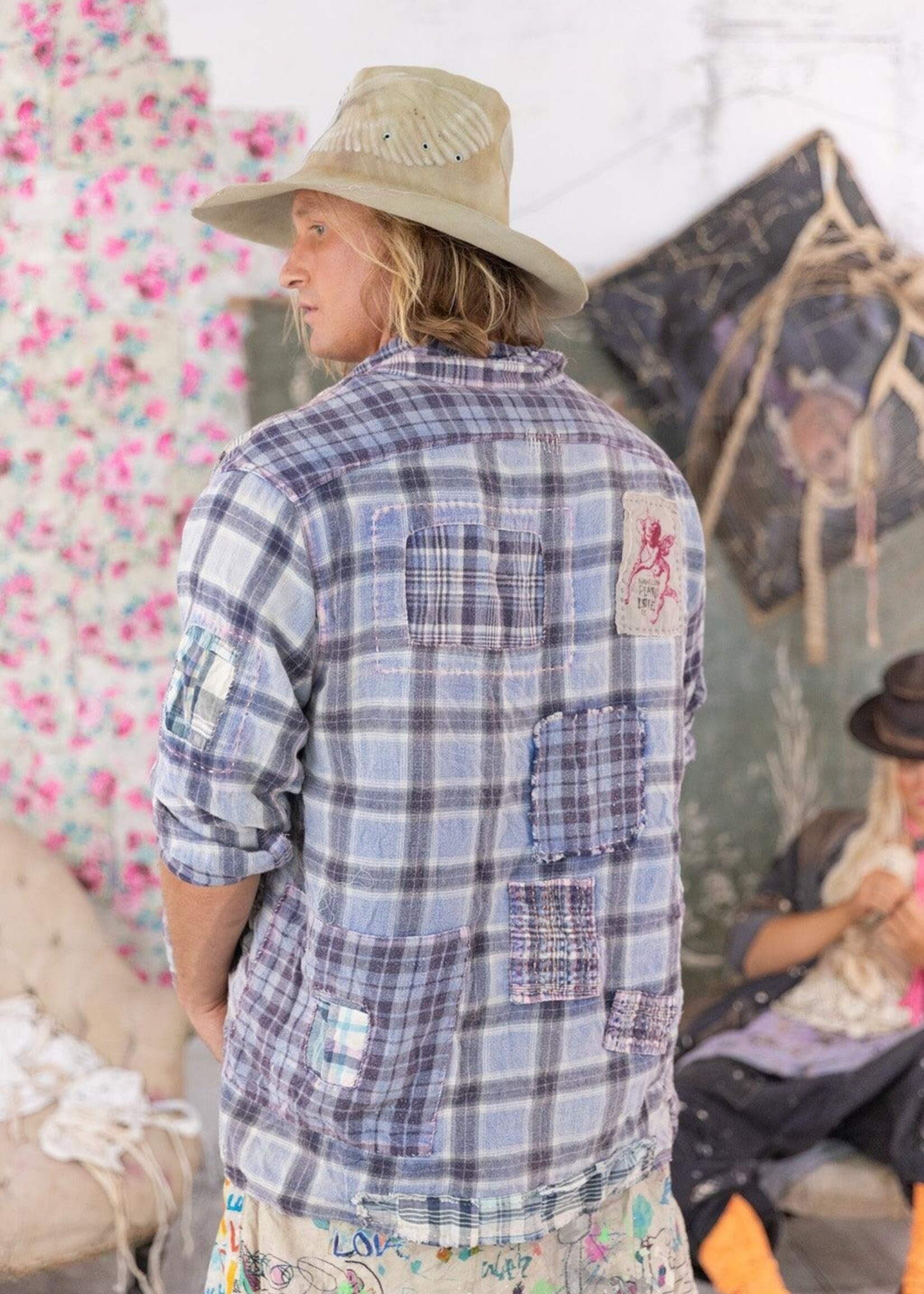 Magnolia Pearl Patchwork Adison Workshirt Top 1517 Madras Blue