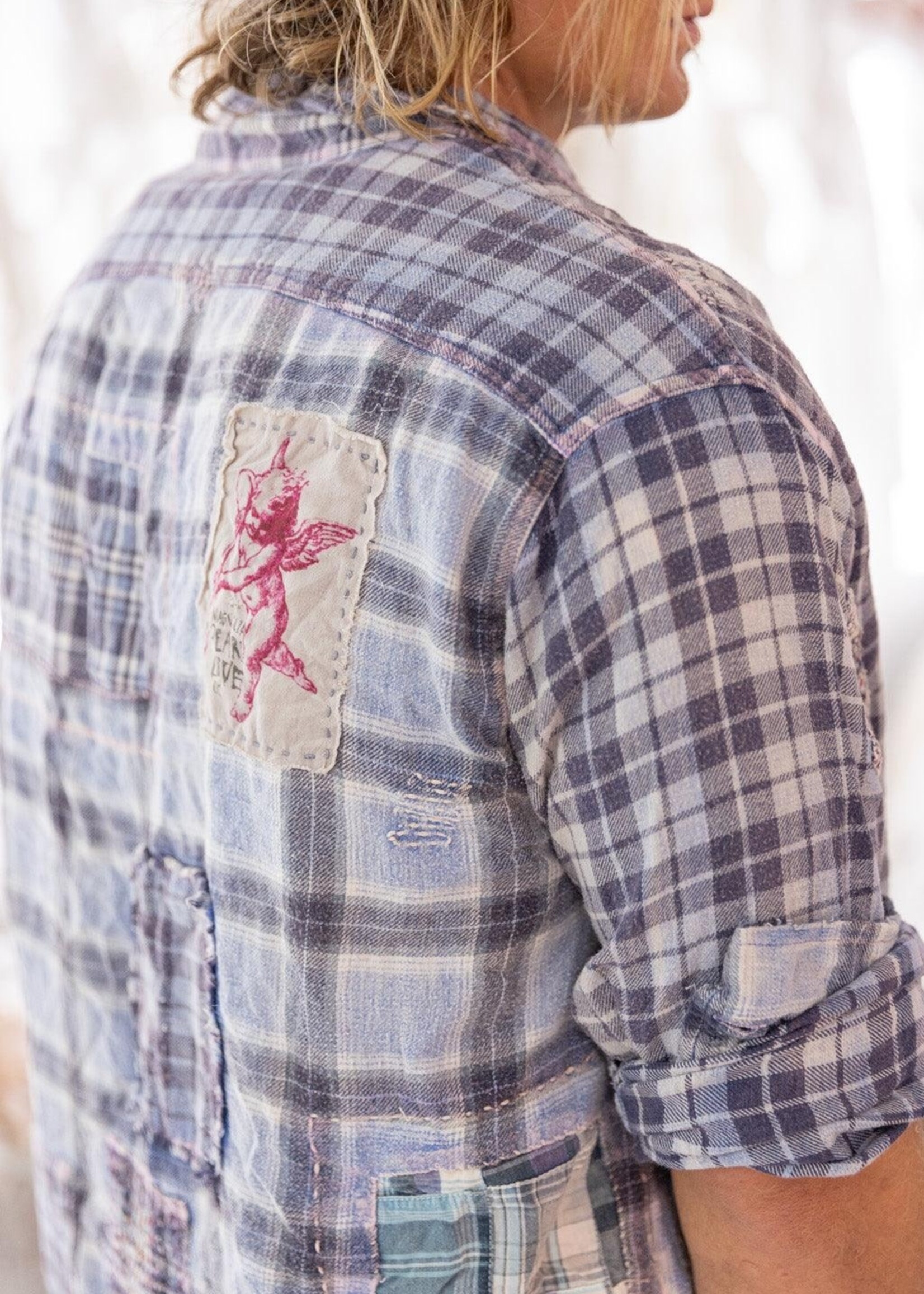 Magnolia Pearl Patchwork Adison Workshirt Top 1517 Madras Blue