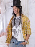 Magnolia Pearl Boyfriend Workshirt Sunshine Plaid Top 1563