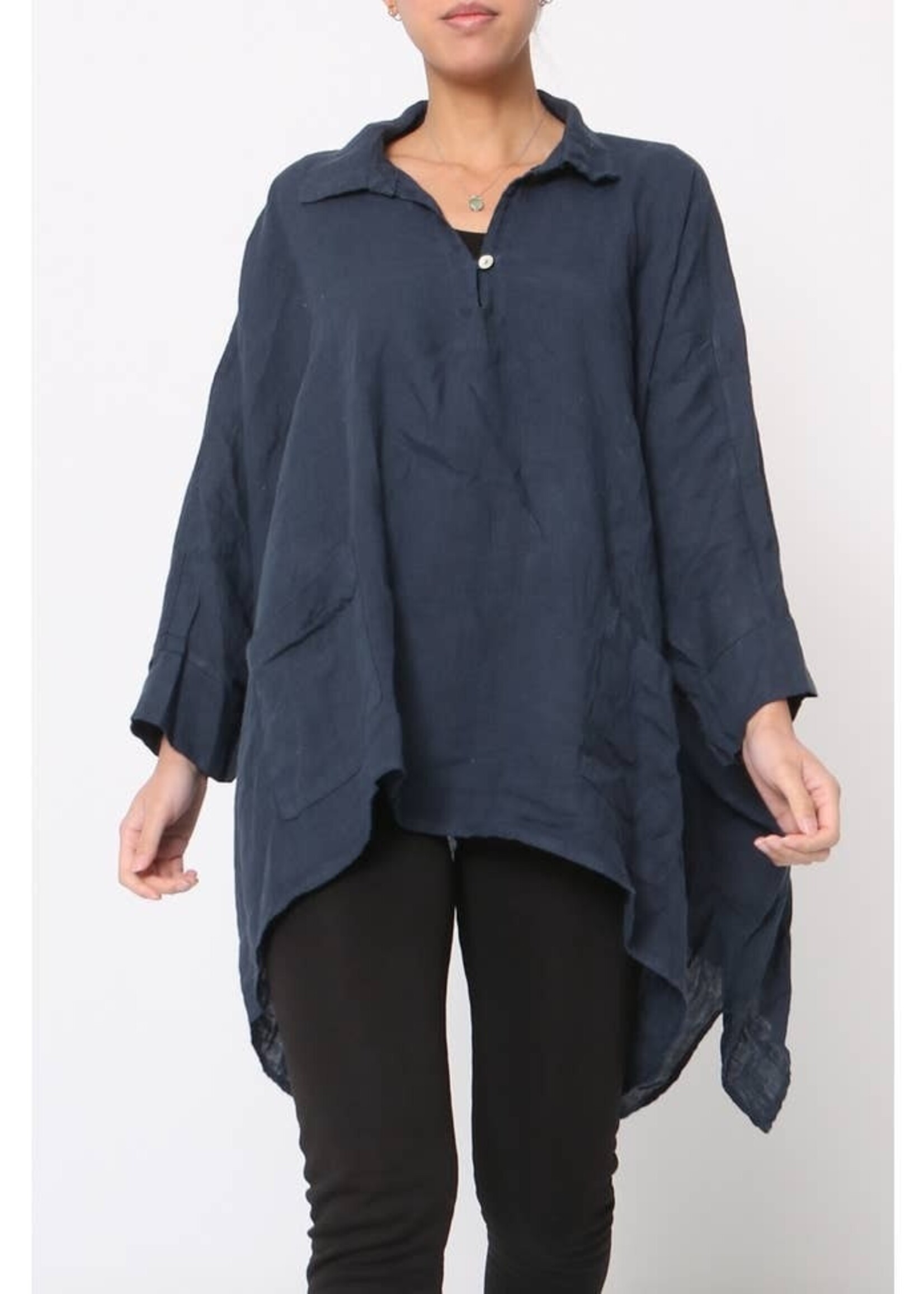 LOU+LOU LOU+LOU Linen Tunic Top w/ pockets One Size