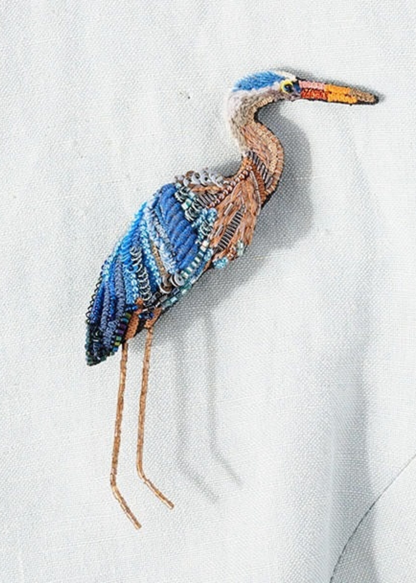 Trovelore Handmade Blue Heron Brooch Pin