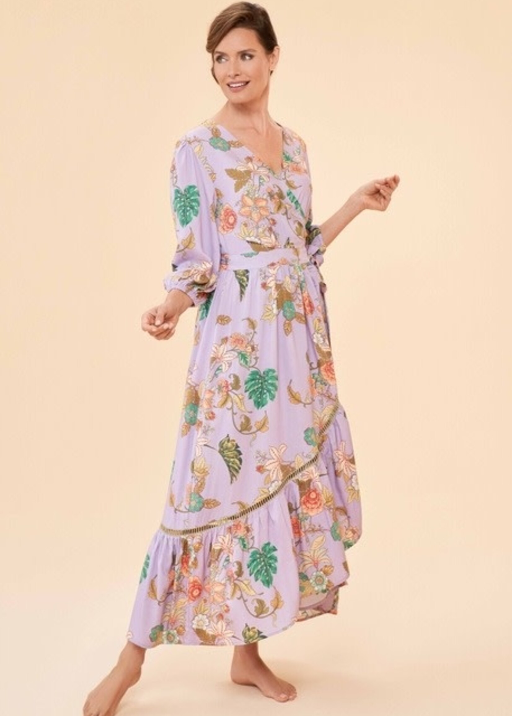 Powder Wrap Dress Prancing Tiger Lilac