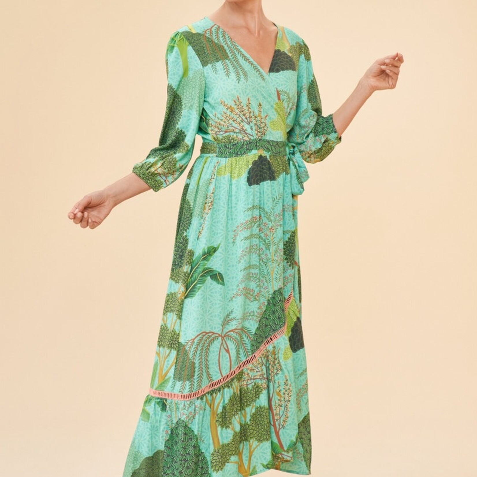 Powder UK Powder Wrap Dress Secret Paradise Aqua