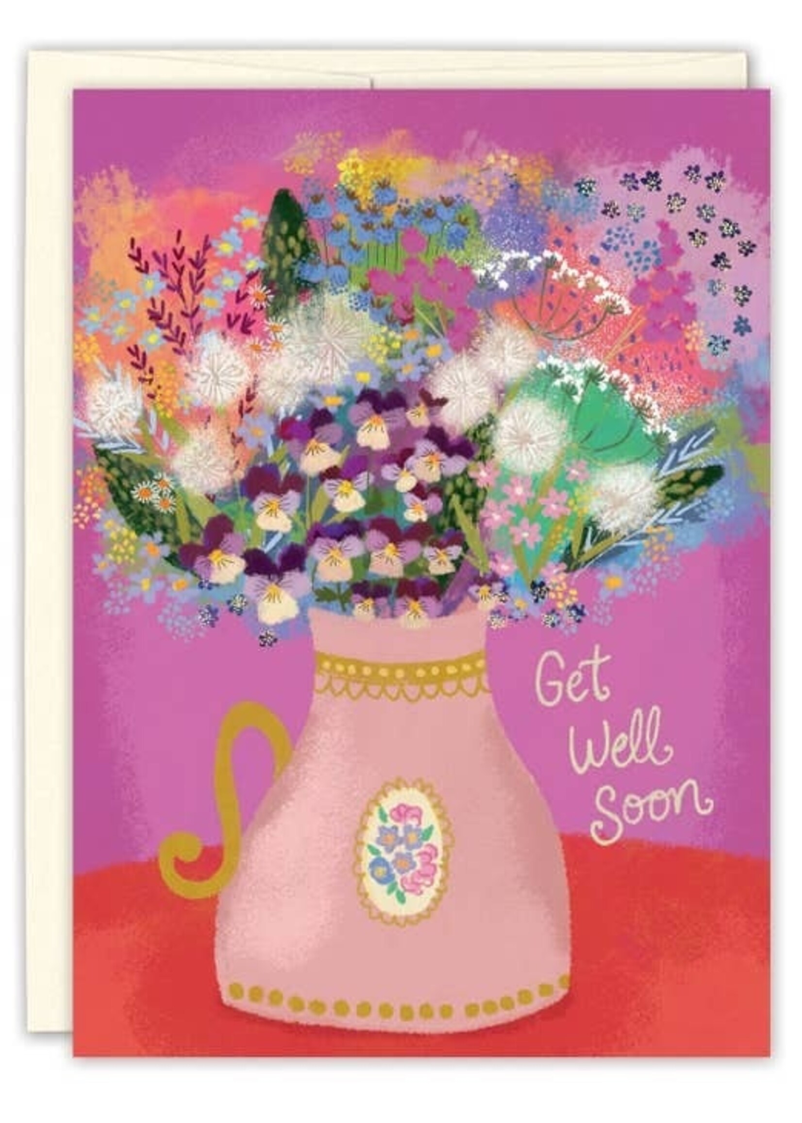 Pitcher Bouquet Get Well Card  Joy Laforme