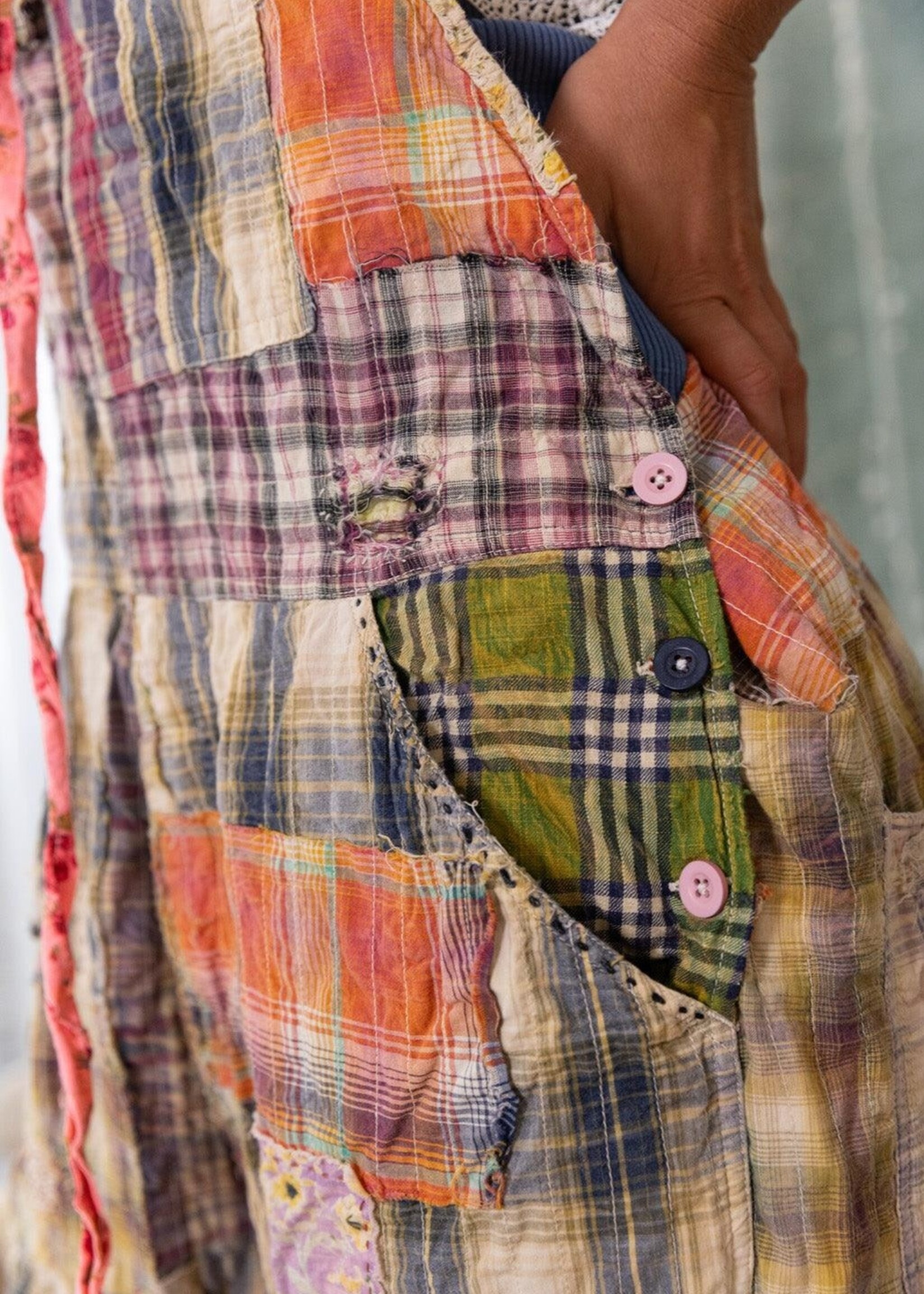 Magnolia Pearl Patchwork Love Overalls 073 Madras Rainbow