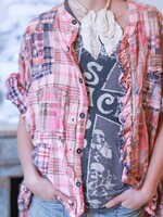 Magnolia Pearl Patchwork Idgy Ruffle Shirt Top 1511 Madras Azalea