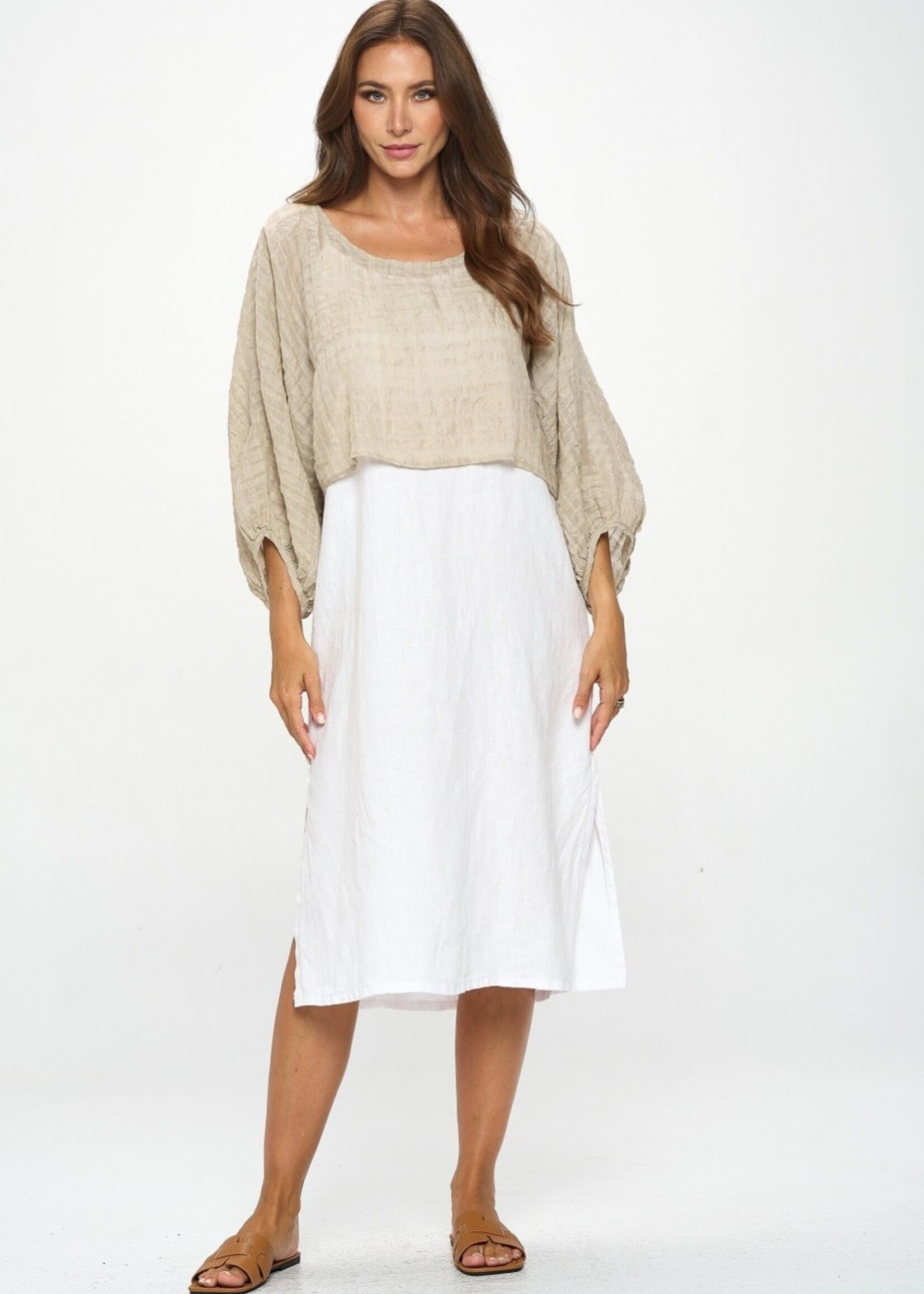 Crinkled Linen Bolero Layering Top