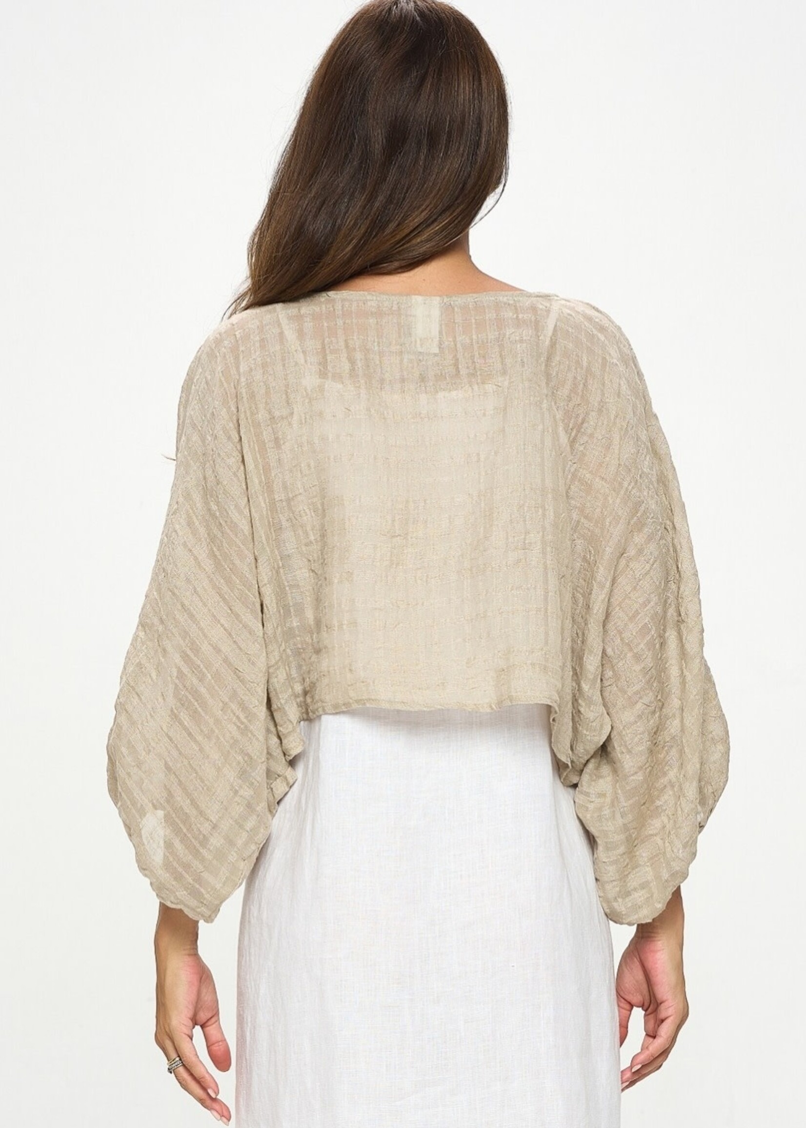 Crinkled Linen Bolero Layering Top
