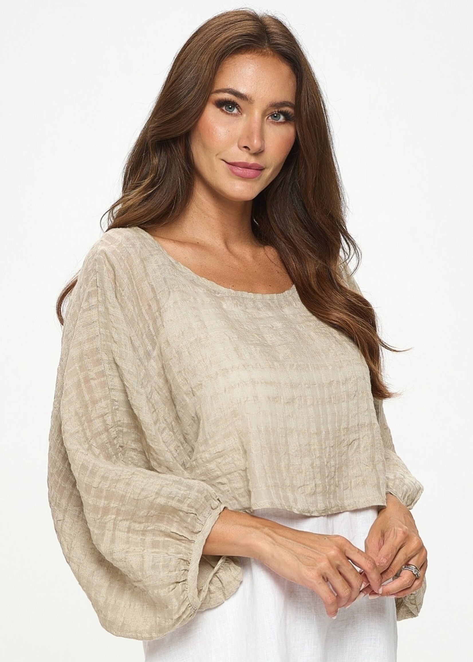 Crinkled Linen Bolero Layering Top