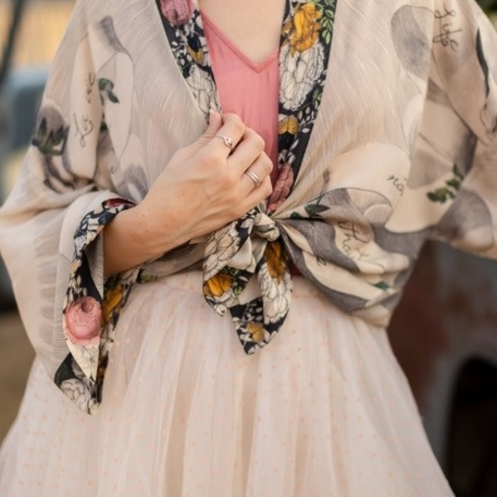 Market of Stars Take My Hand Cropped Bamboo Kimono Cardigan