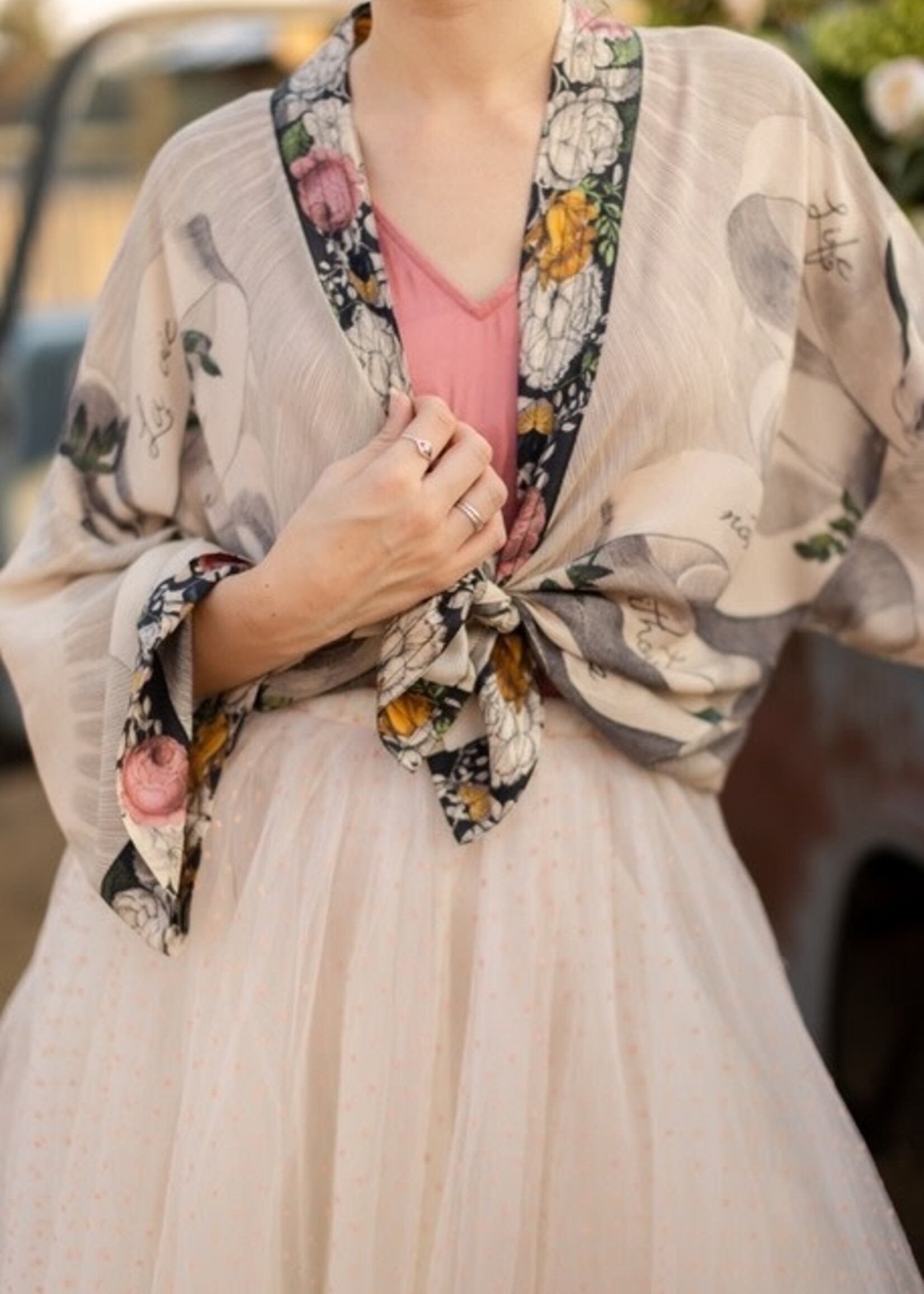 Market of Stars Take My Hand Cropped Bamboo Kimono Cardigan