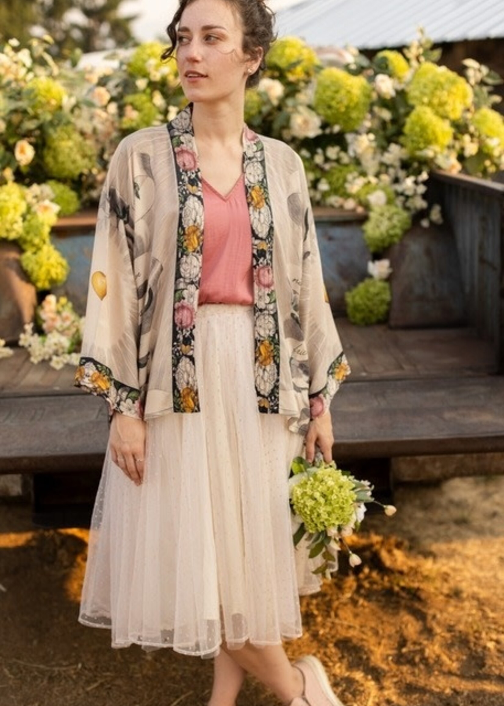 Market of Stars Take My Hand Cropped Bamboo Kimono Cardigan