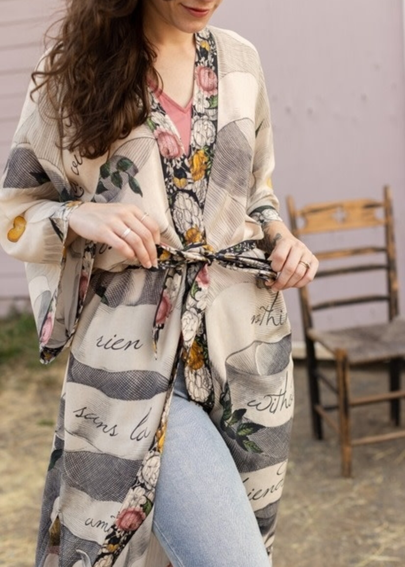 Market of Stars Take My Hand Bamboo Kimono Duster Robe