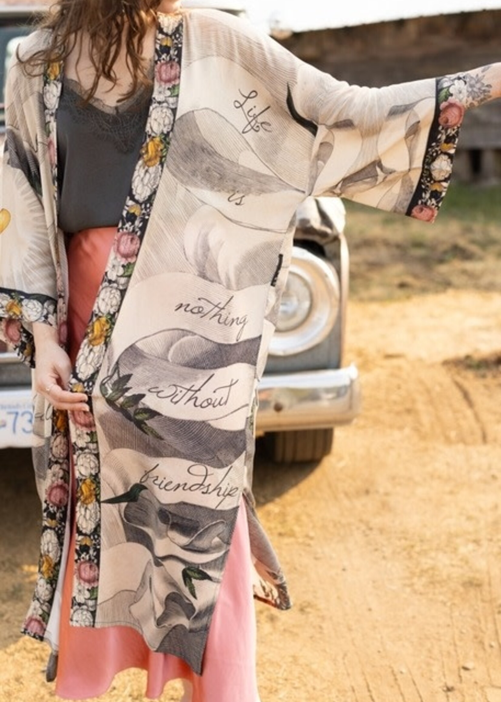 Market of Stars Take My Hand Bamboo Kimono Duster Robe
