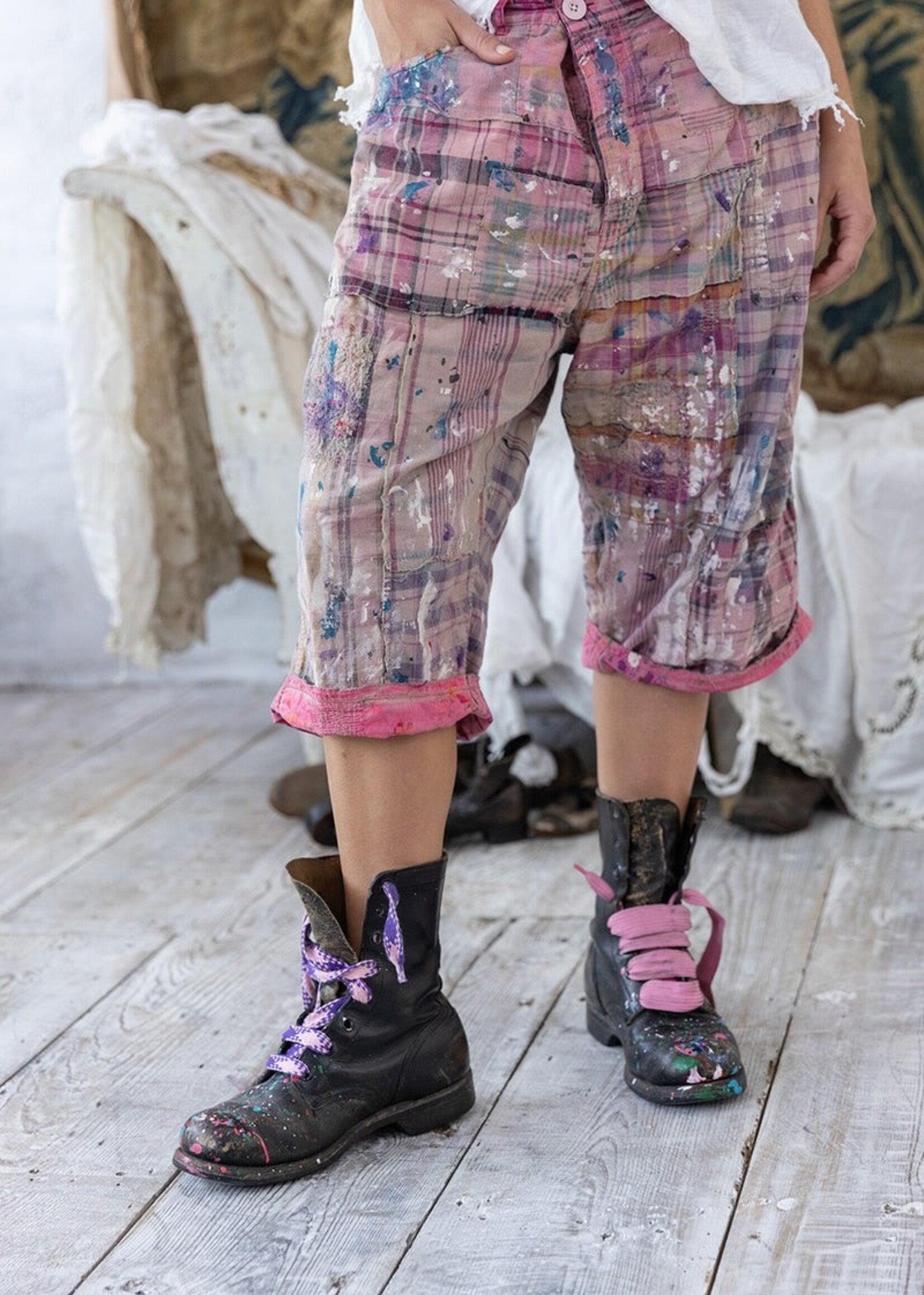 Magnolia Pearl Patchwork Miner Shorts 036 Madras Pink