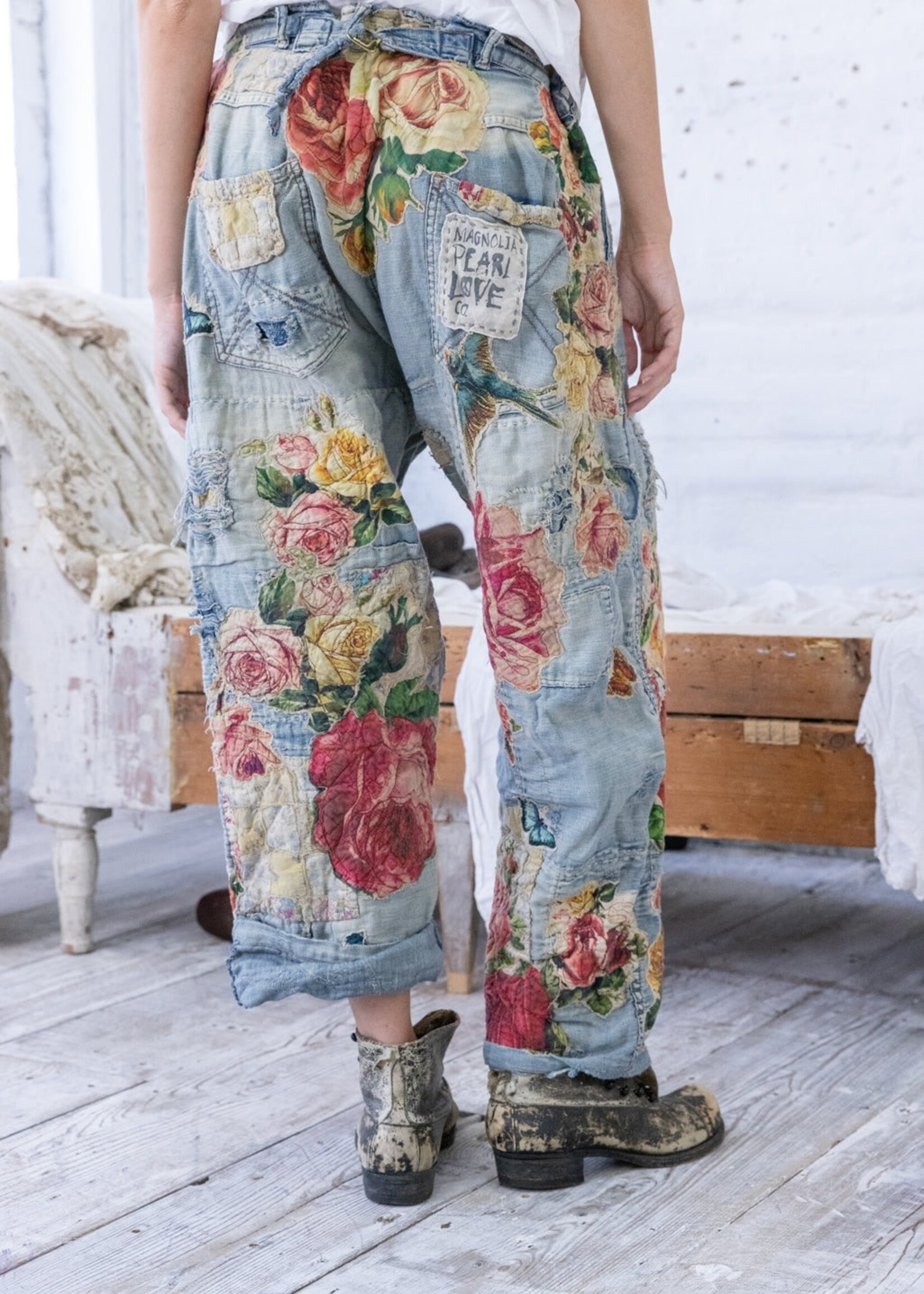 Magnolia Pearl Quilts and Roses Miner Pants 521 Faded Indigo