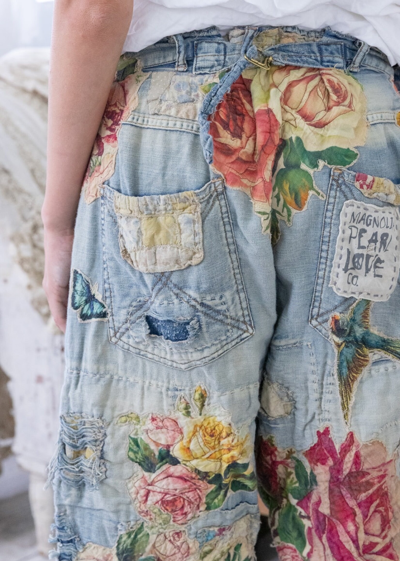 Magnolia Pearl Quilts and Roses Miner Pants 521 Faded Indigo
