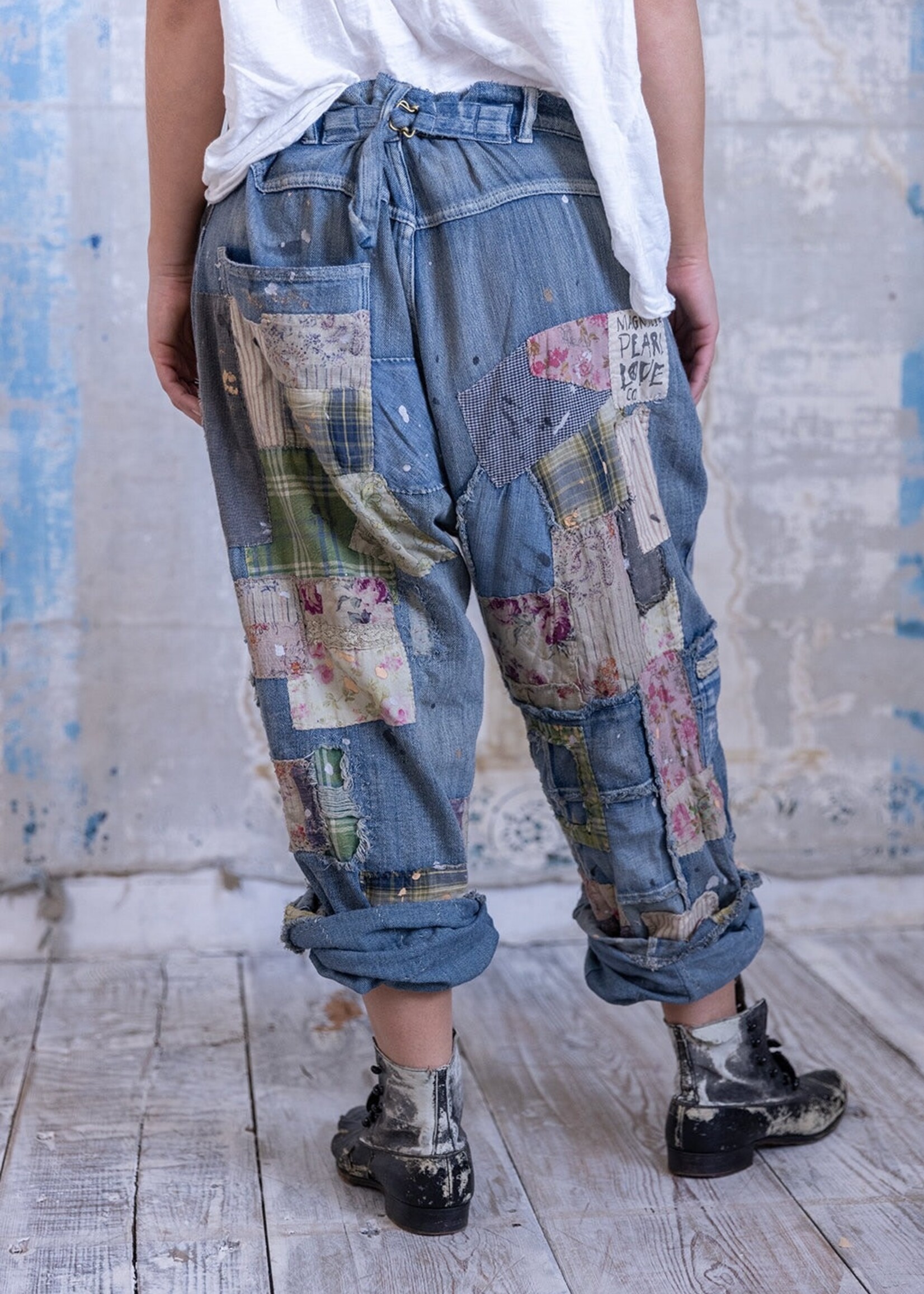 Magnolia Pearl Patchwork Crossroads Denims Pants 537 Washed Indigo
