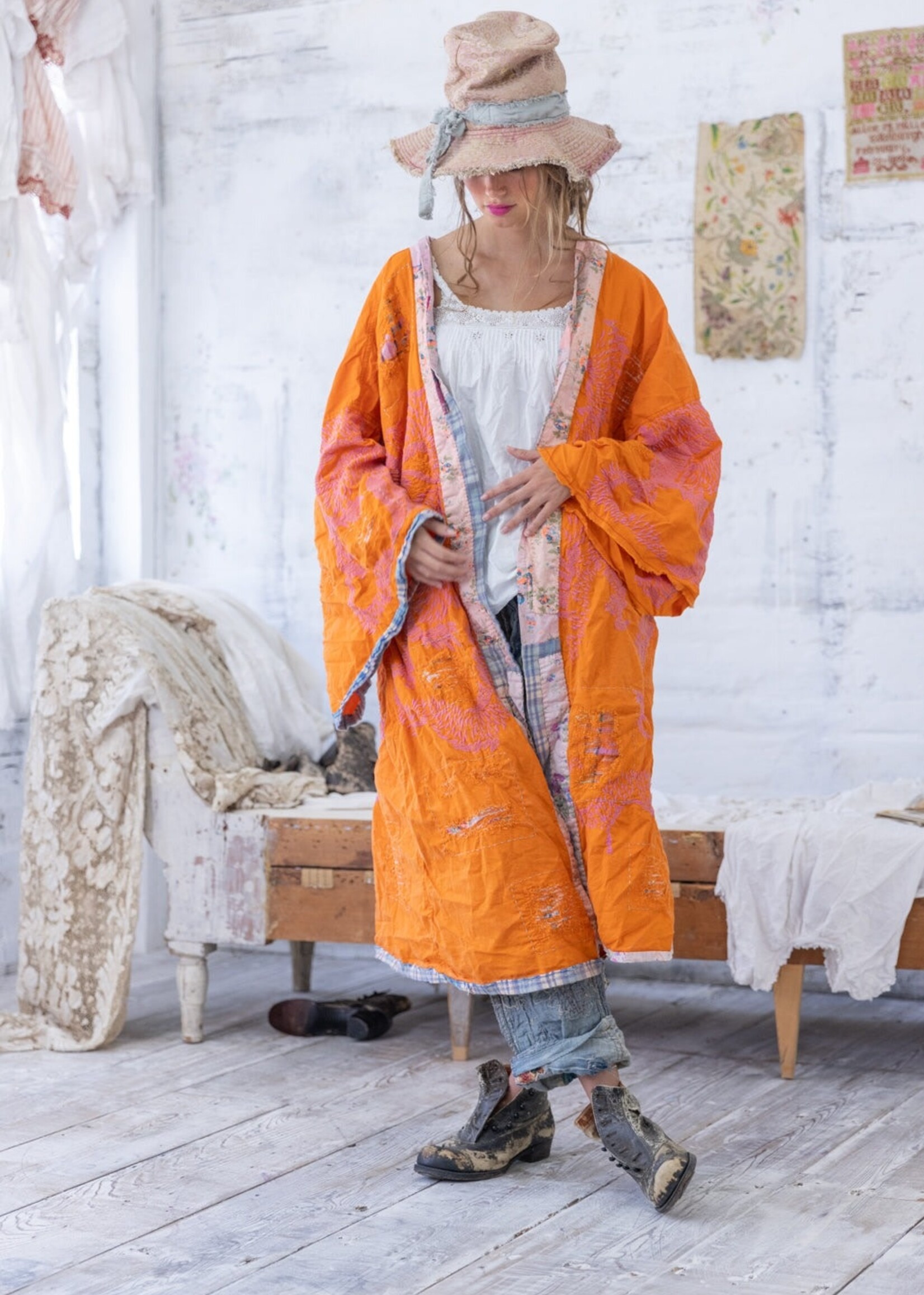 Magnolia Pearl Dharma Dragon Emb Kimono Jacket 809 Marmalade