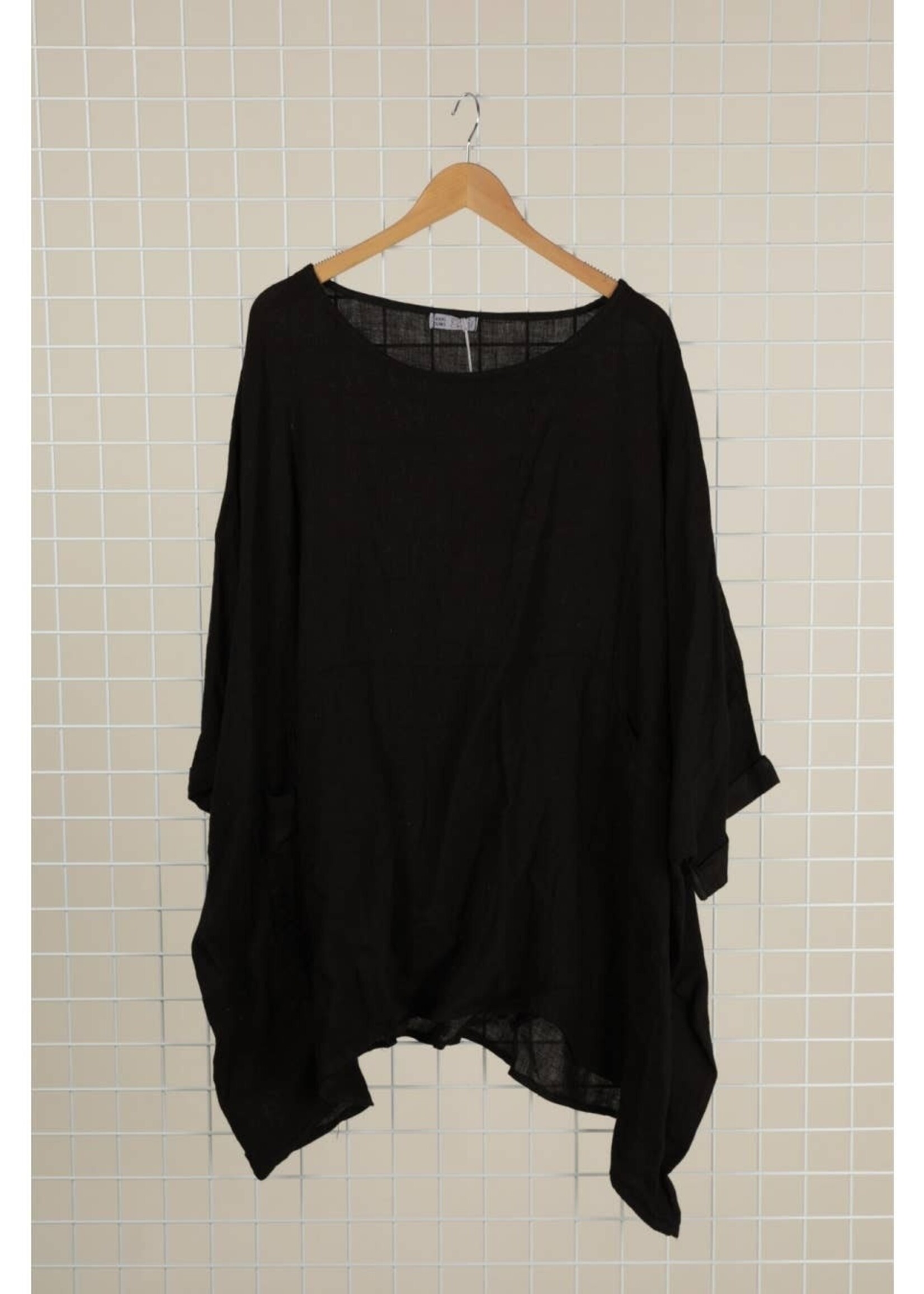 Linen Pocket Tunic Black One Size