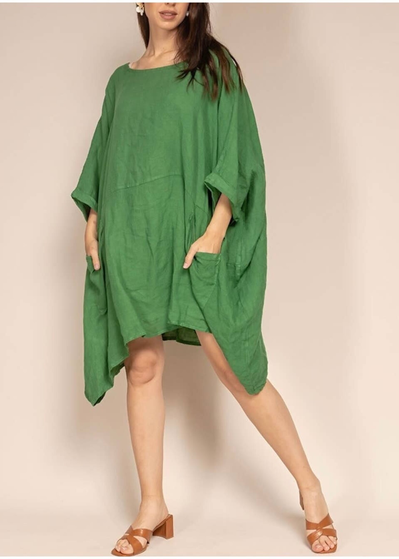 Linen Pocket Tunic Khaki One Size