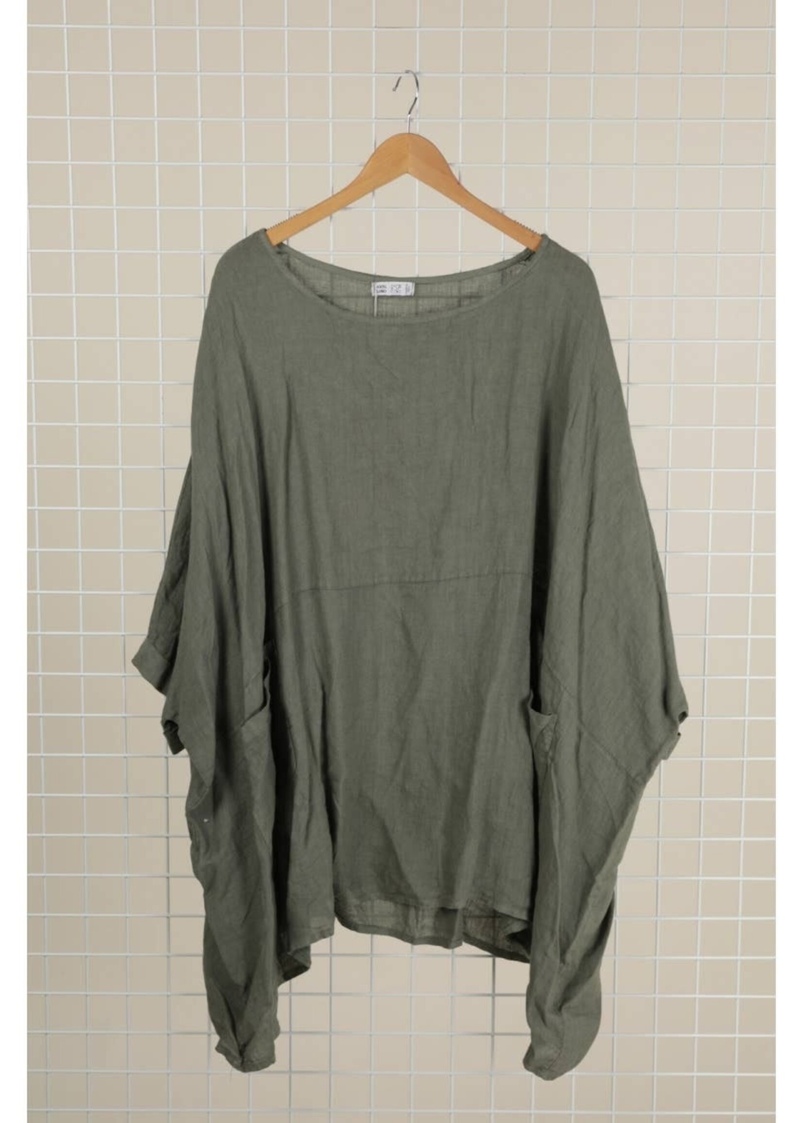 Linen Pocket Tunic Khaki One Size