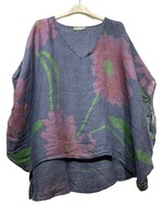 Floral Navy Linen Top