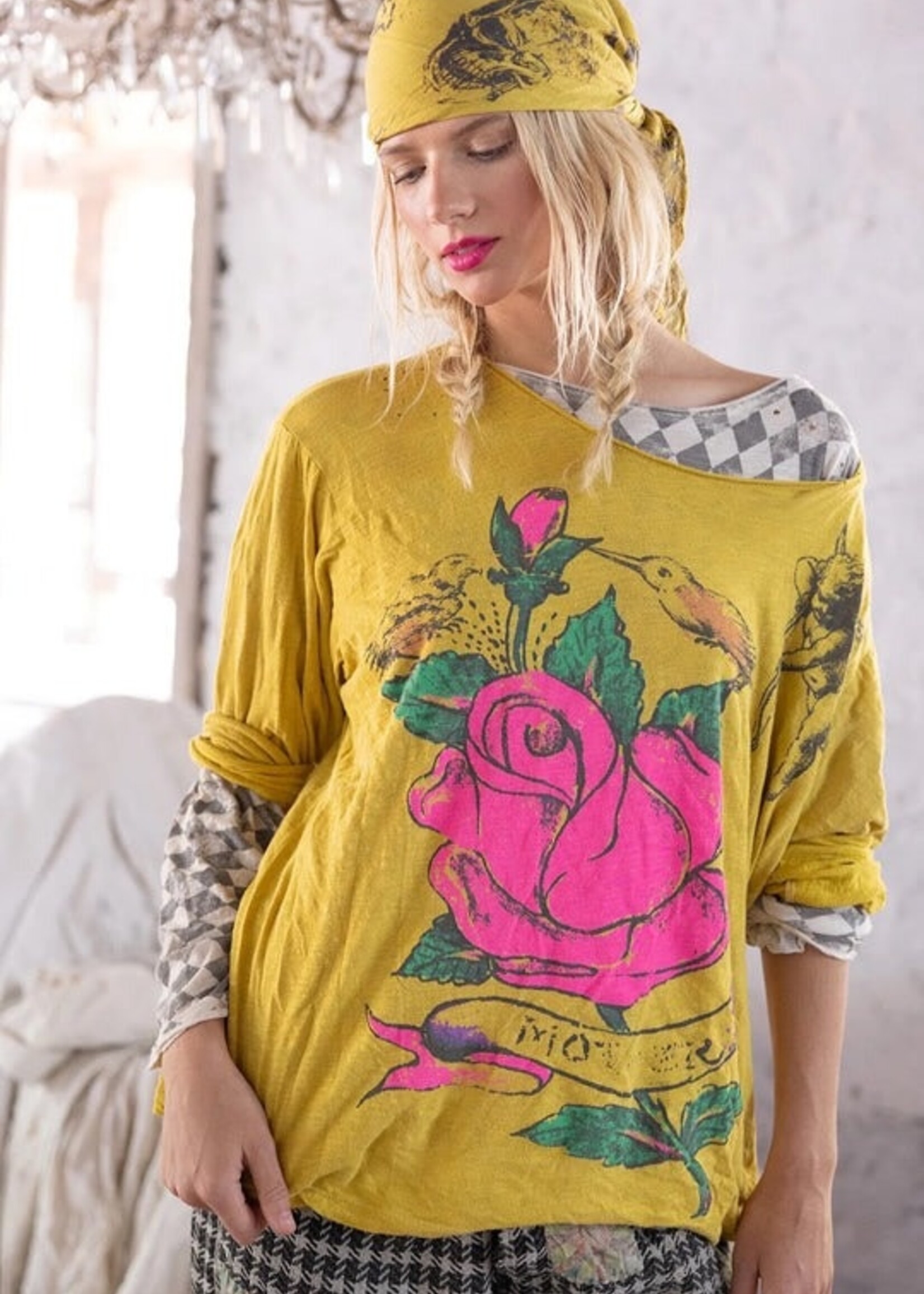 Magnolia Pearl Abbeyrosa Viggo Tee Top 1942 Yellow Plum One Size