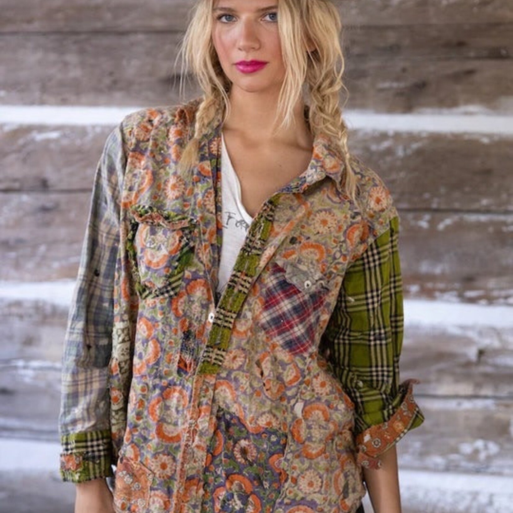 Magnolia Pearl Piecewise Kelly Western Shirt Top 1868 Marrakech One Size