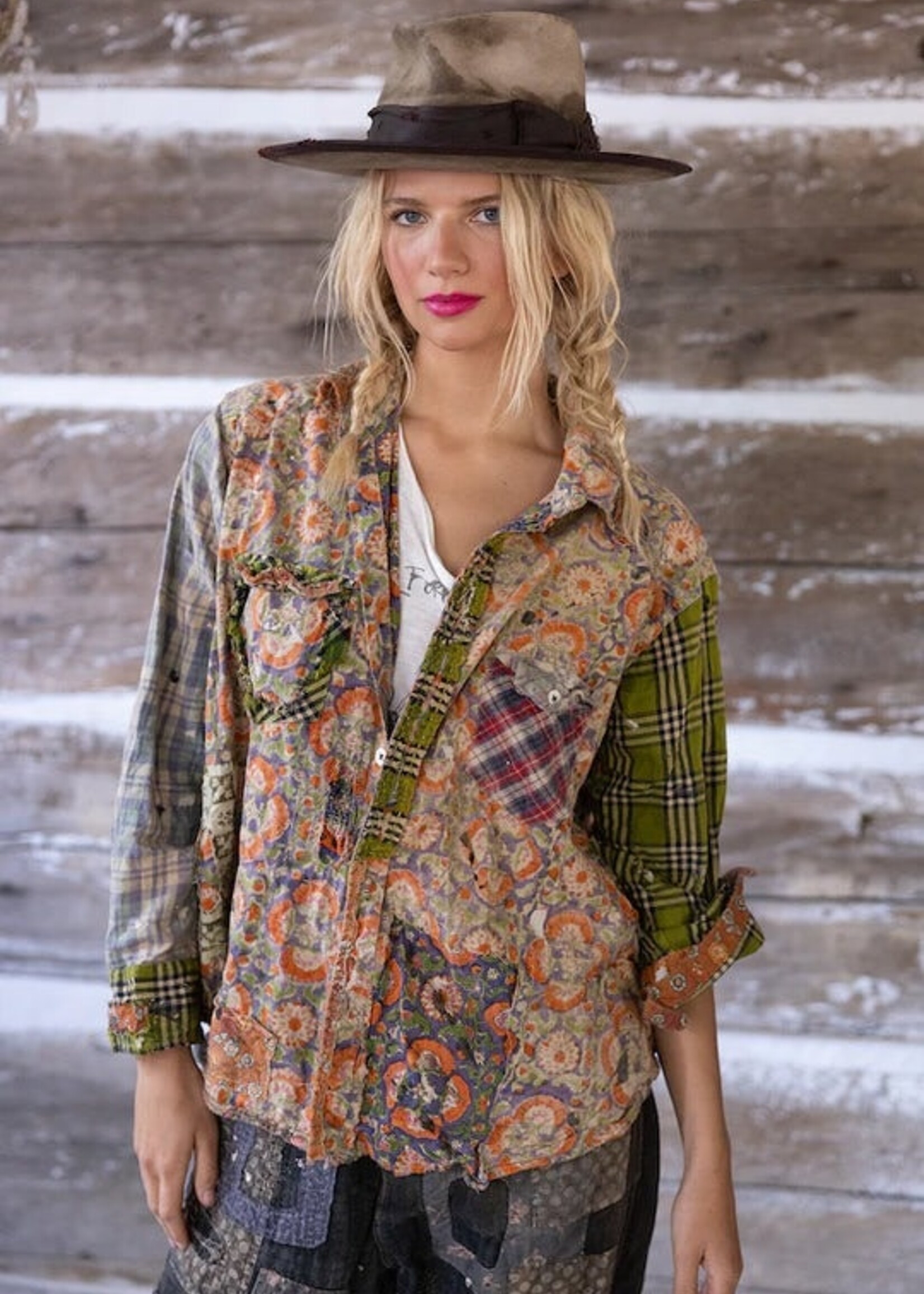 Magnolia Pearl Piecewise Kelly Western Shirt Top 1868  One Size