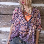 Magnolia Pearl Printed Prairie Top 1775 Stone Rose One Size