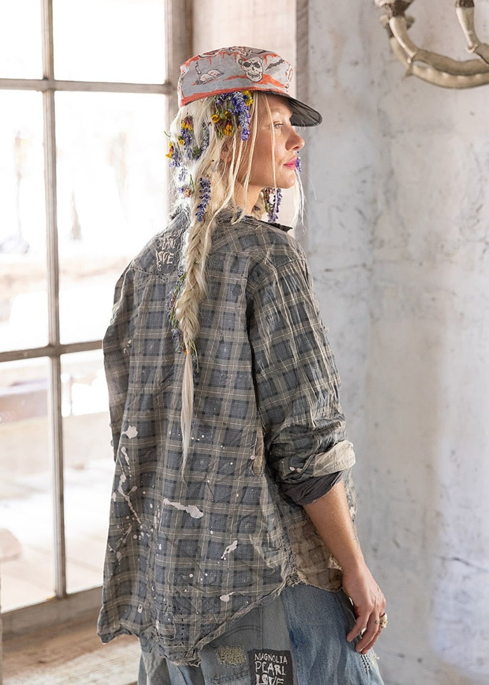 Magnolia Pearl Kelly Western Shirt TOP 640 Faded Denim One Size