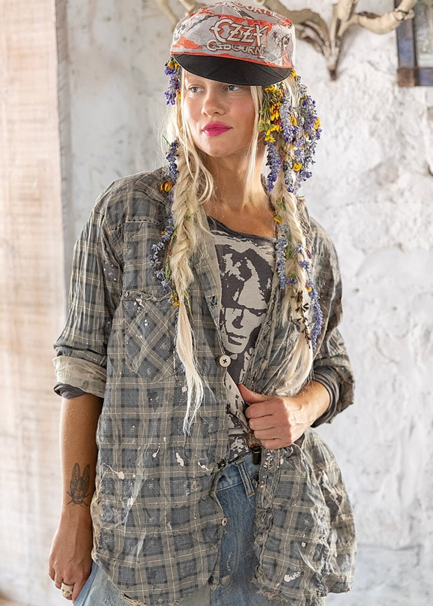 Magnolia Pearl Kelly Western Shirt TOP 640 Faded Denim One Size