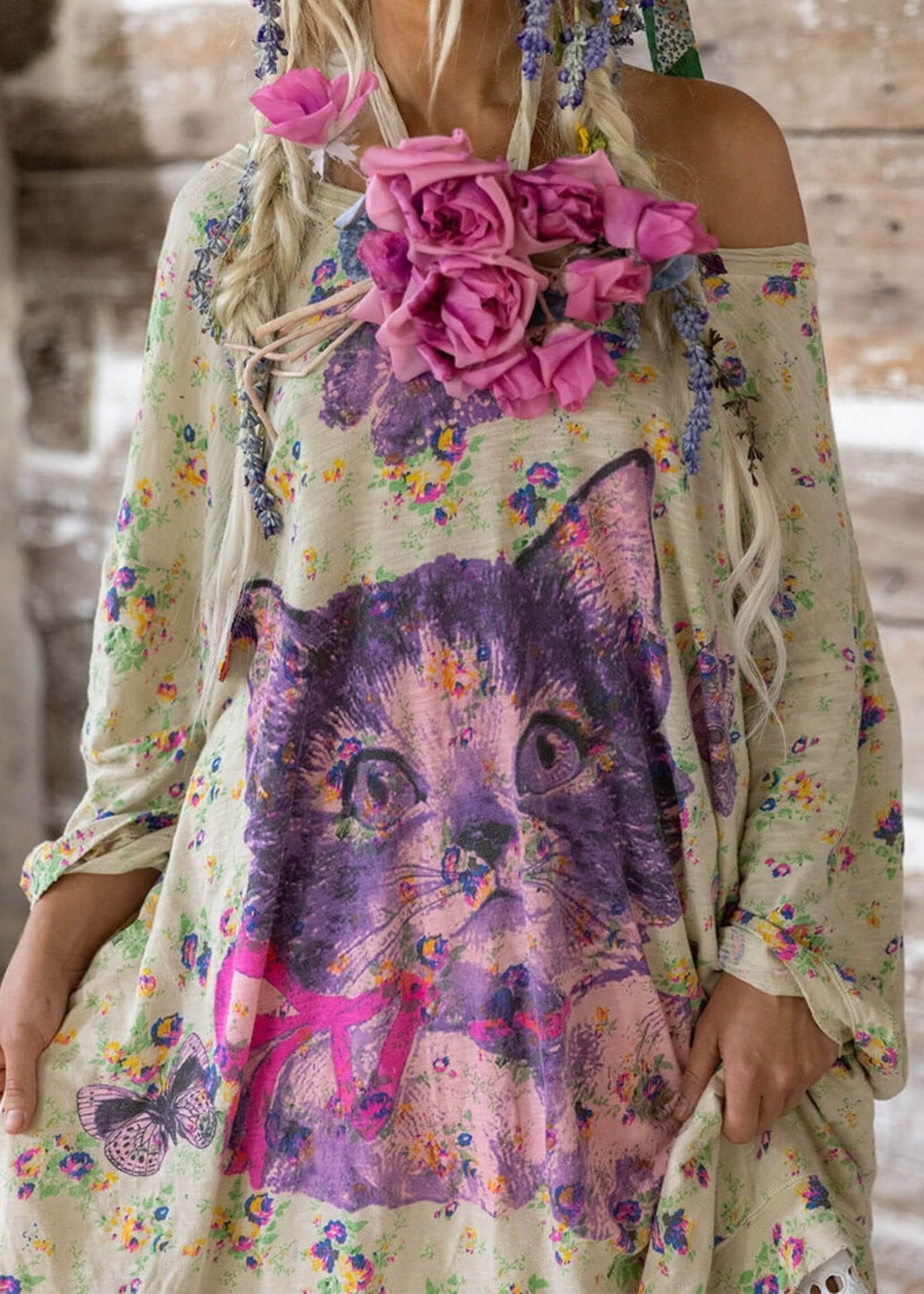 Magnolia Pearl Kitten Francis Pullover TOP 1966 Umbra Rose One Size