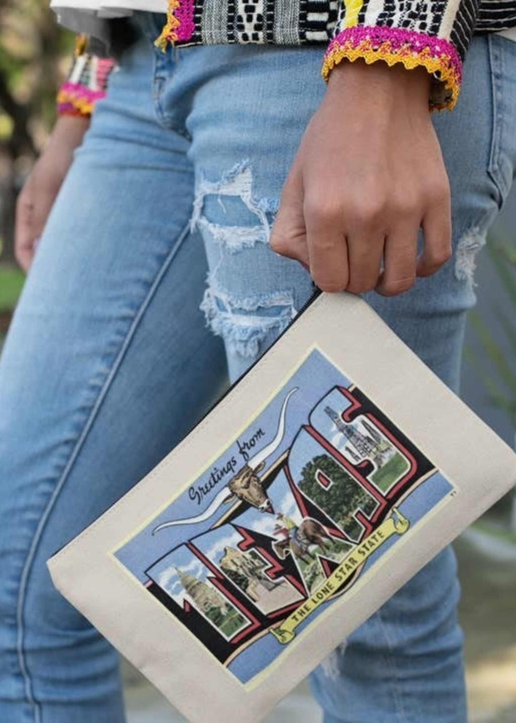 Texas Postcard Wristlet Pouch