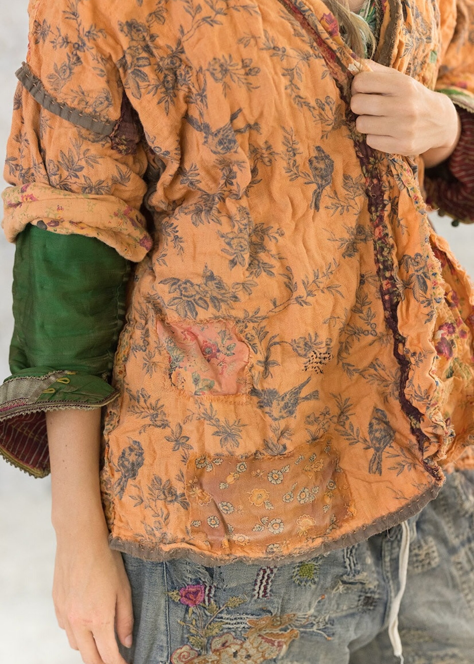 Magnolia Pearl Julian Floral Kimono Jacket 946 Marmalade One Size