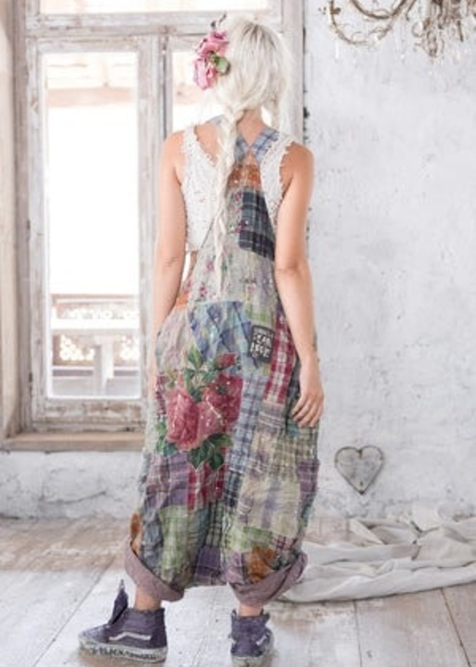 Magnolia Pearl Patchwork Frankie Overalls 125 Madras Rainbow One Size