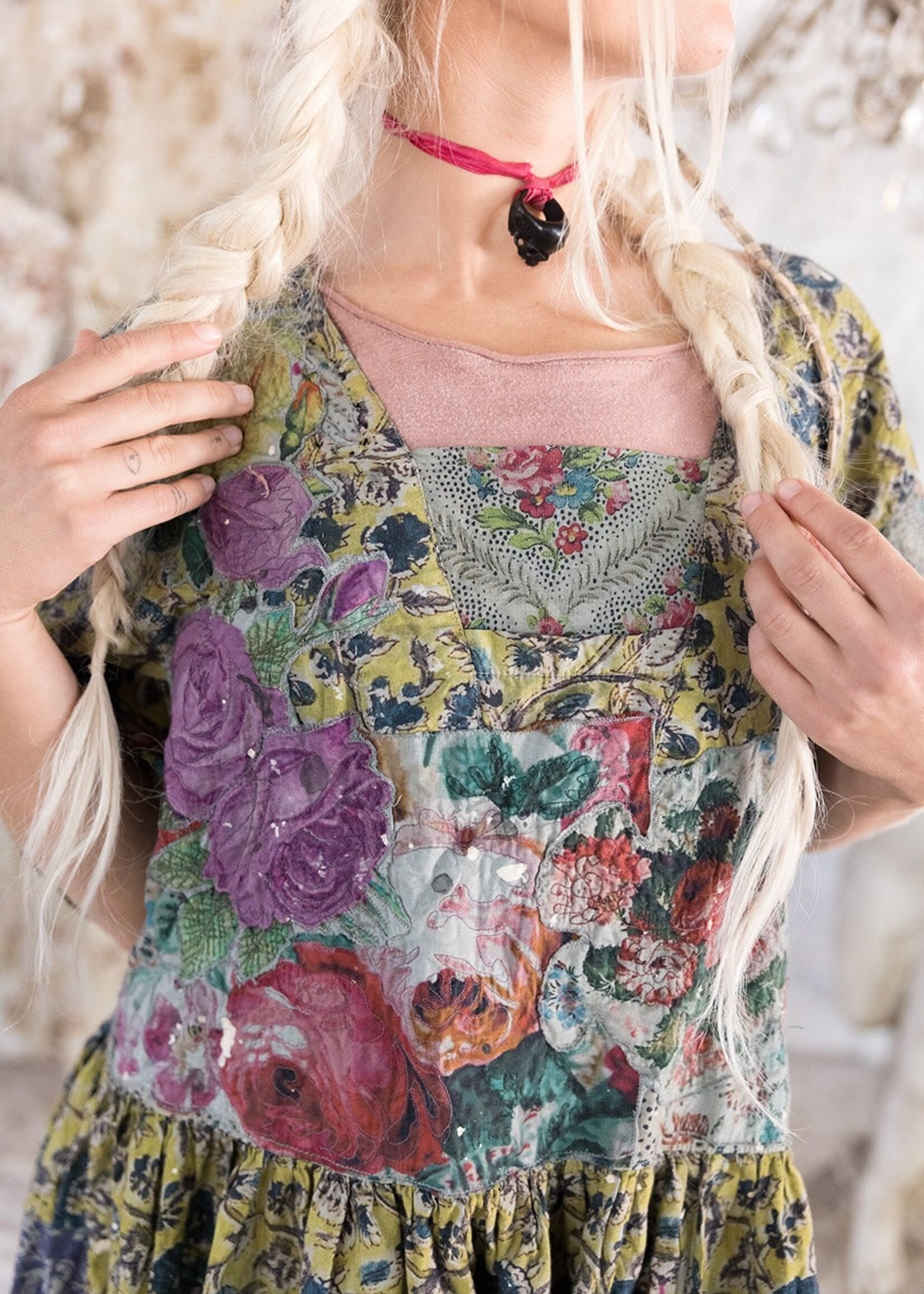 Magnolia Pearl Floral Applique Taigi Dress 1139 Jaipur One Size