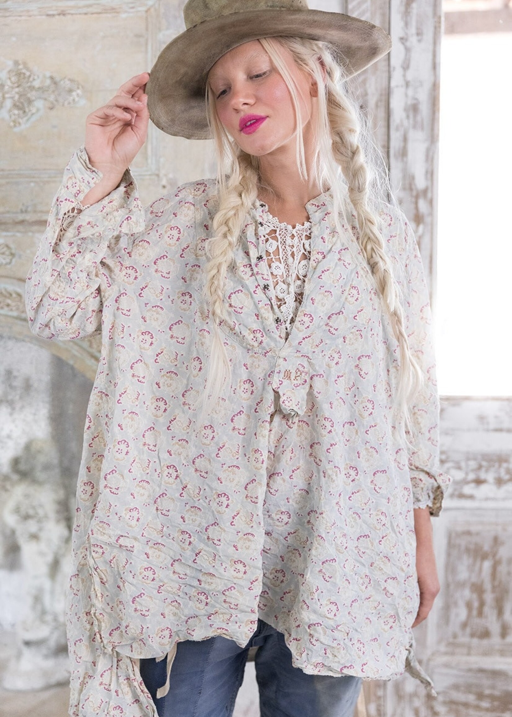 Magnolia Pearl Hand Blockprint Ines Classic Top 928 Rafta One Size