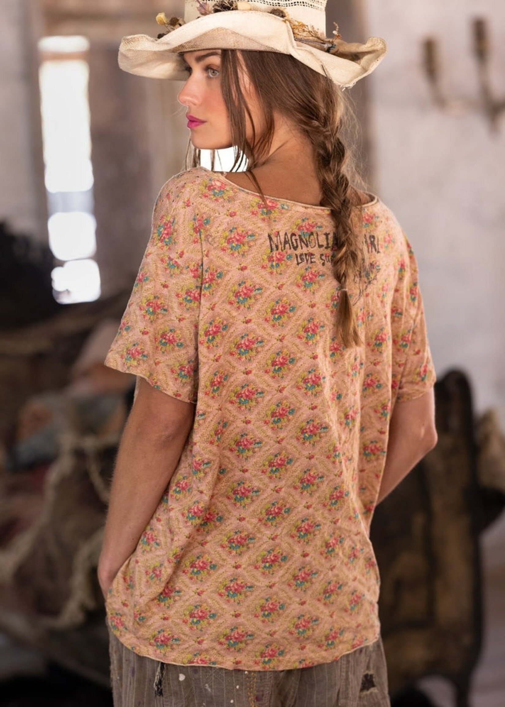 Magnolia Pearl Floral Tee Top 2098 Erma OS