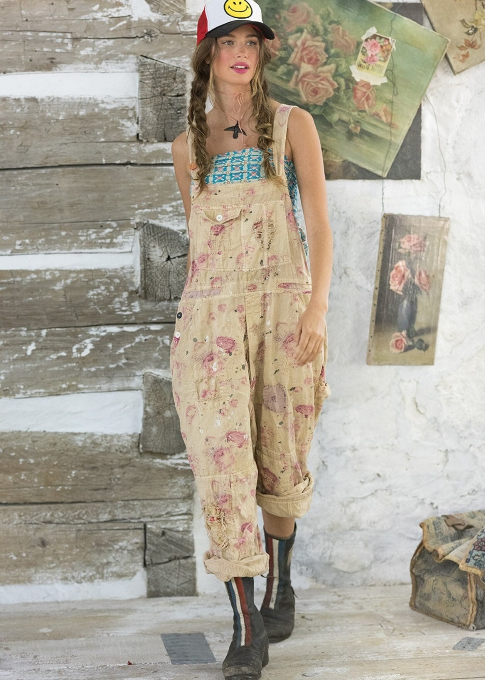 Magnolia Pearl Floral Print Love Overalls 060 Orchid Bloom